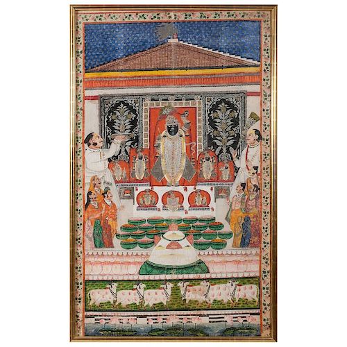Monumental Indian Painting on Silk
