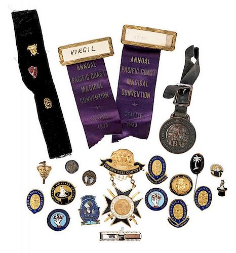 Collection of Virgil and Julie’s Magic Organization/Society Pins and Badges.