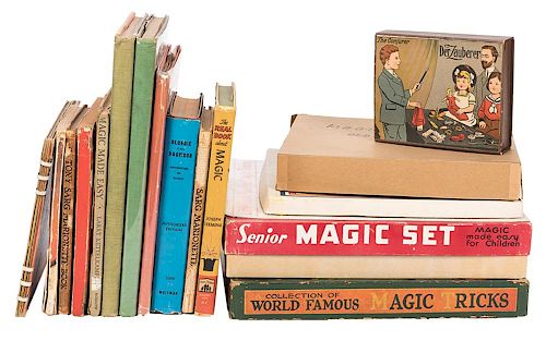 Group of Vintage Children’s Magic Sets and Books on Magic.