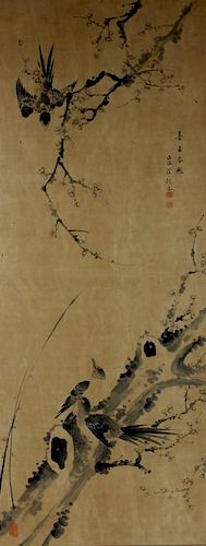 VINTAGE CHINESE PAINTING "BIRDS NEST"
