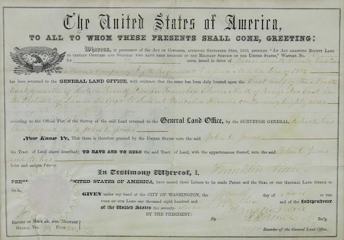 (2) TWO LAND GRANTS SEPT 28TH, 1850. USA