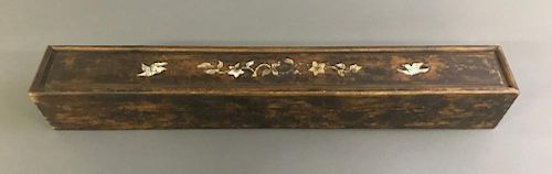 Chinese Mother-of-Pearl Inlaid Scroll Box & Scroll