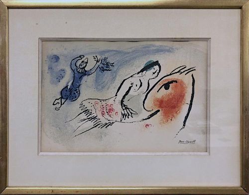 Marc Chagall Signed Lithograph "Carte de Voeux..."
