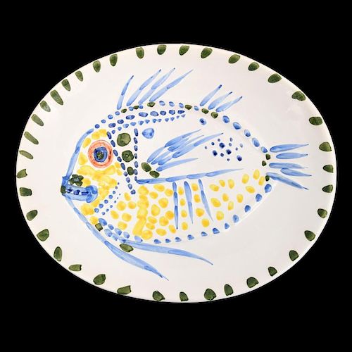 Pablo Picasso POISSON FOND BLANC Charger (A.R. 168)