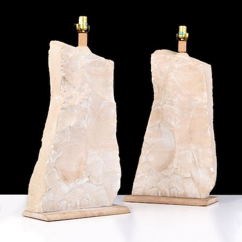 Pair of Massive Rock Form Lamps Attributed to Sirmos
