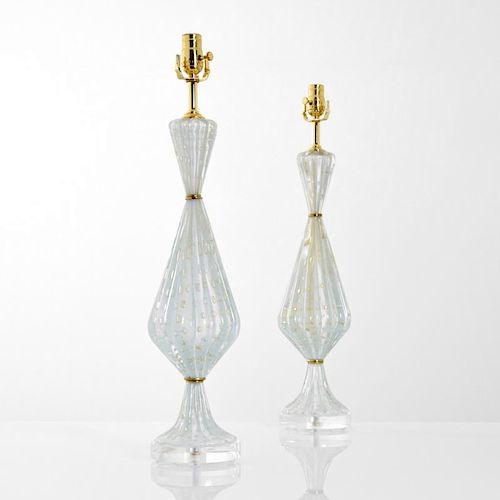 Pair of Barovier & Toso Lamps, Murano