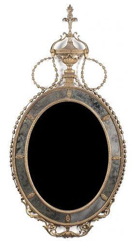 A George III Style Giltwood Mirror, Height 61 1/2 inches.