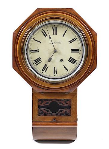 An English Victorian Wall Clock, Height 29 inches.