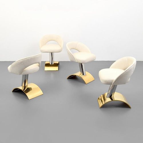 Set of 4 Swivel Chairs, Manner of Karl Springer