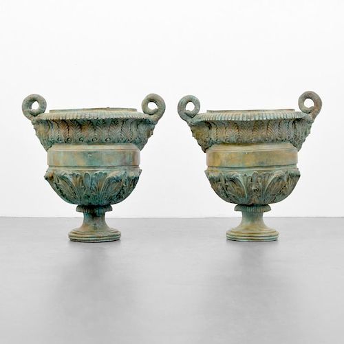 Pair of Large Classical Bronze Urns