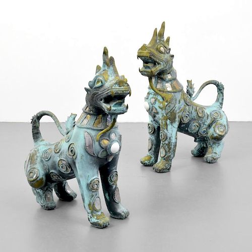 Pair of Large Foo Dogs Attributed to Karl Springer