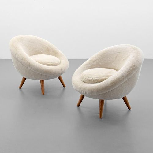 Pair of Jean Royere GRAND OEUF (EGG) Lounge Chairs