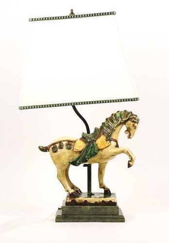 Chinese Sancai Glazed Figural Table Lamp