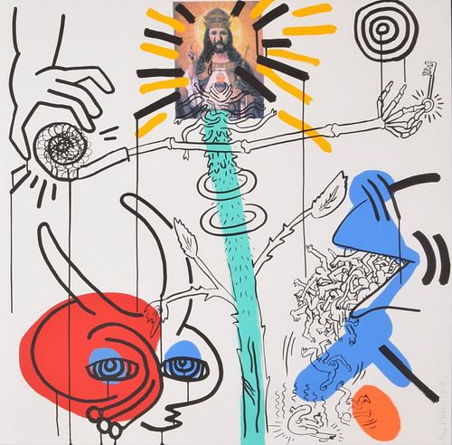 Large Keith Haring APOCALYPSE X Silkscreen, Signed