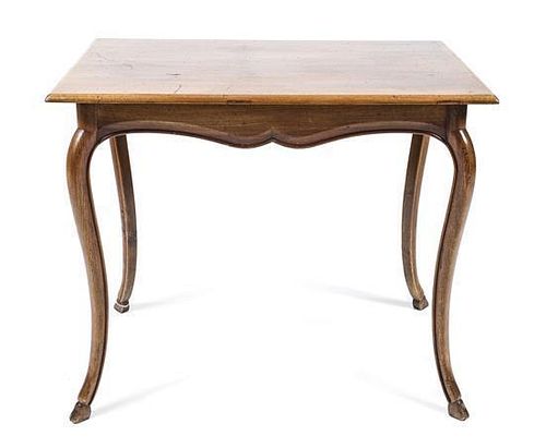 A French Provincial Style Fruitwood Occasional Table, Height 27 3/4 x width 32 3/4 x depth 20 inches.