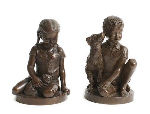 Two American Bronze Figures, (Charles Cropper Parks, b. 1922), Height 9 inches.