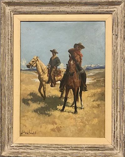 John Innes Oil on Board of Cowboys