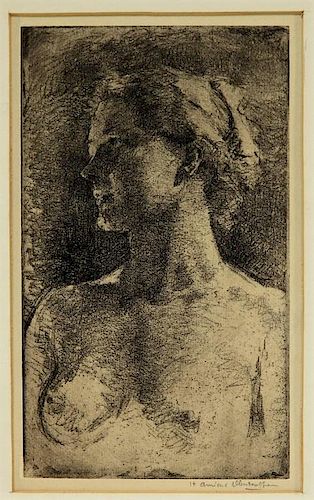 Henriette Oberteuffer MA Etching of Nude Female