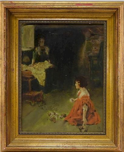 George Wharton Edwards O/B Painting of Girl