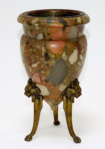 19C. French Bronze Mounted Puddingstone Vase