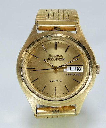 14 Karat Gold Bulova Accutron Men's Quartz Watch