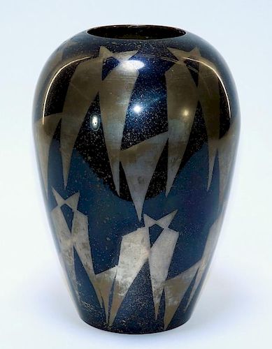 French Art Deco Dunand Style Lacquered Vase