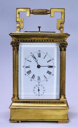 19C. French Gilt Bronze Repeater Carriage Clock