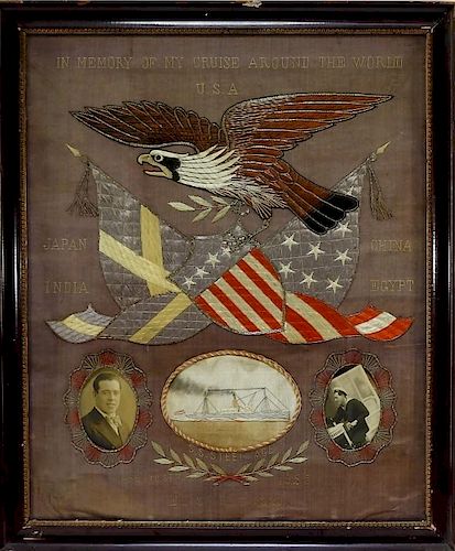 C.1925 Nautical Military Silk Memorial Picture