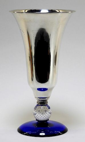 Pairpoint Chrome & Controlled Bubble Stem Vase