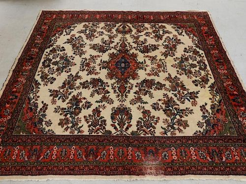 Unusual Square Persian Oriental Heriz Carpet Rug