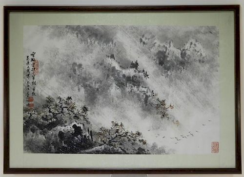 Chinese Mountain Forest Landscape Painting
