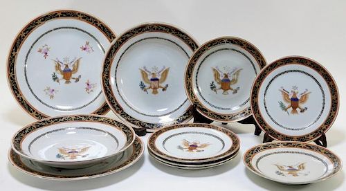Chinese Export Armorial Porcelain Plate Bowl Group