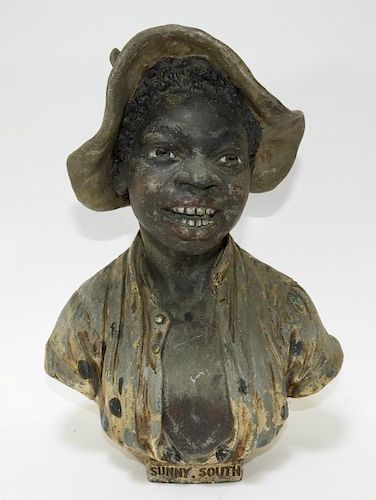 Aft. Guillemin Black Americana Spelter Figure Bust