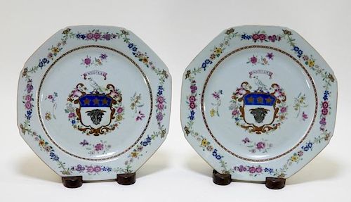 PR Chinese Export Porcelain Armorial Bull Plates