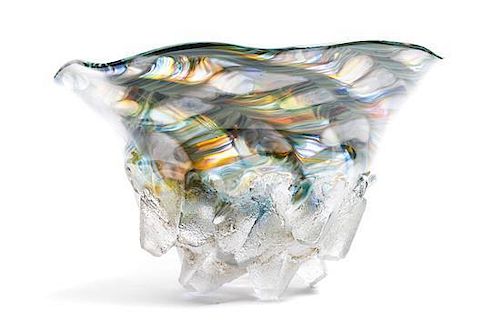 A Contemporary Studio Glass Center Bowl, Owen Pach, Height 9 x width 15 inches.