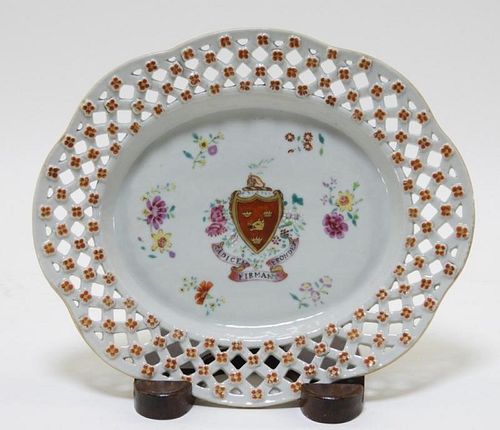 C.1750 Chinese Export Armorial Reticulated Platter