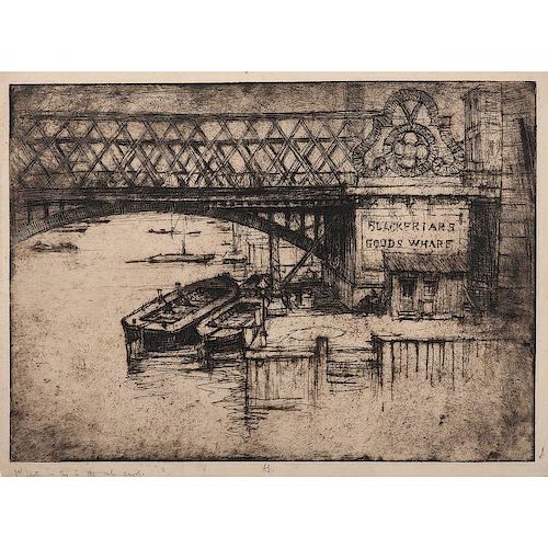 Lithograph of Blackfriars Bridge, London