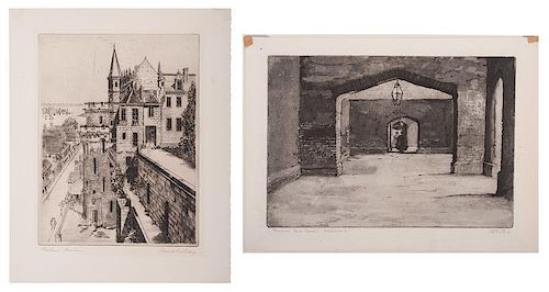 Frank P. Whiting (American, 20th century) and J. M. Bull (American, 20th century), Two Etchings