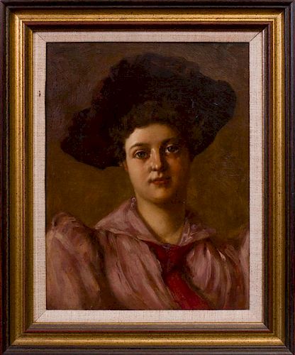 EDGAR JULIAN BISSELL (1856-?): WOMAN IN A BROWN HAT