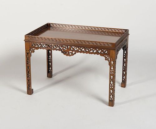 GEORGE III STYLE CARVED MAHOGANY SILVER TABLE