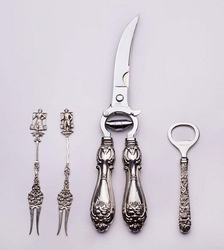 GROUP OF TEN SILVER AND OTHER FLATWARE PIECES