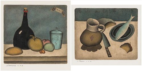 PAIR OF HAND-COLORED ETCHINGS BY MIKHAIL CHEMIAKIN (RUSSIAN B. 1943)