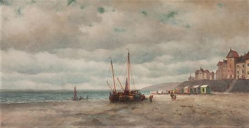 William Alexander Coulter, (American, 1849-1936), Beach Scene with Boats, 1879