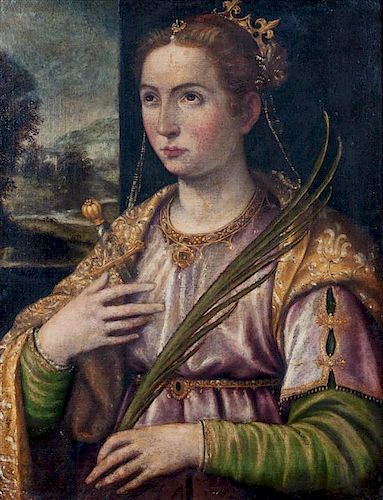 * Attributed to Paris Bordone, (Italian, 1500-1571), Saint Catherine of Alexandria