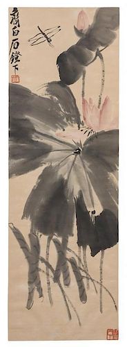 * Qi Baishi, (1864-1957), Red Lotus and Dragonfly