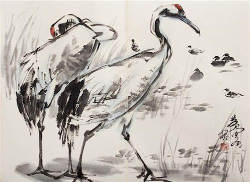 Huang Zhou, (1925-1997), Cranes