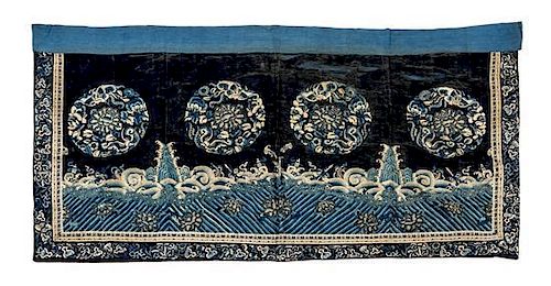 A Chinese Embroidered Silk Panel 55 x 28 3/4 inches.