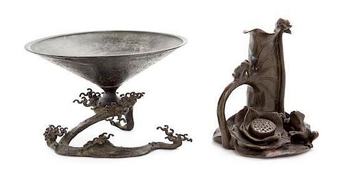 Two Bronze Stands Height of larger 6 1/2 inches.