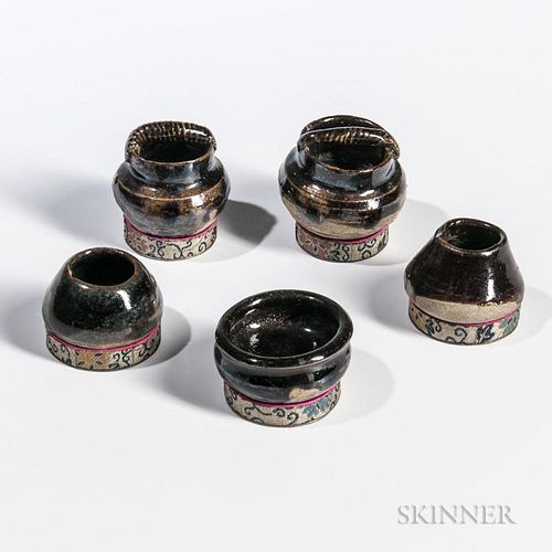 Five Miniature Black-glazed Jian-style Jarlets