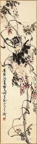 Hanging Scroll Depicting a Wisteria Vine